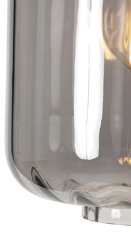 Designerska lampa wisząca czarna z dymionym szkłem 3-światłowa 226 cm - QaraDesignerski Oswietlenie wewnetrzne