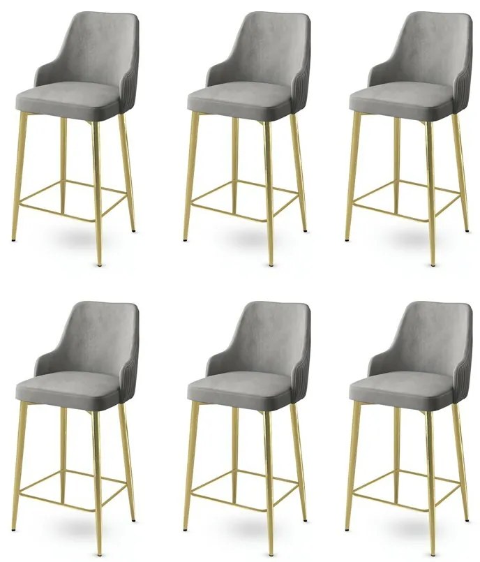 Zestaw krzeseł barowych Enox Grey and Gold, 6 szt., 6 szt.