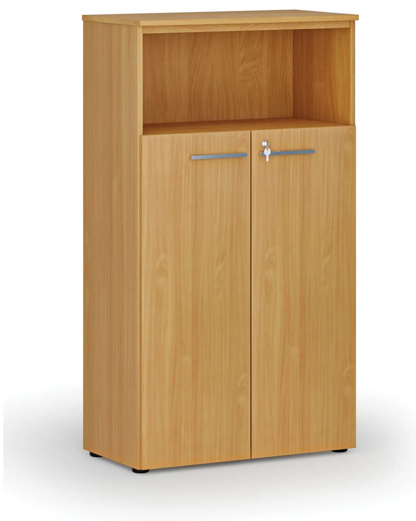 Szafa biurowa kombinowana PRIMO WOOD, drzwi na 3 poziomach, 800 x 420 x 1434 mm, buk