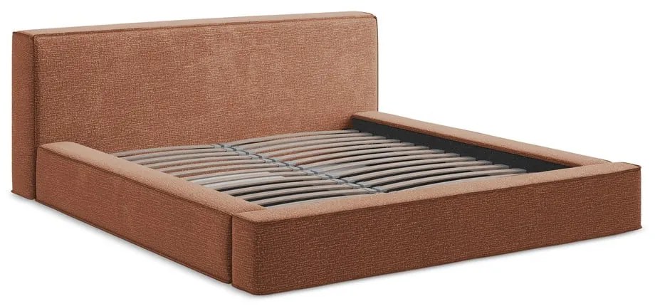 Tapicerowane łóżko dwuosobowe w kolorze ze schowkiem i stelażem 160x200 cm Noho – Makamii
