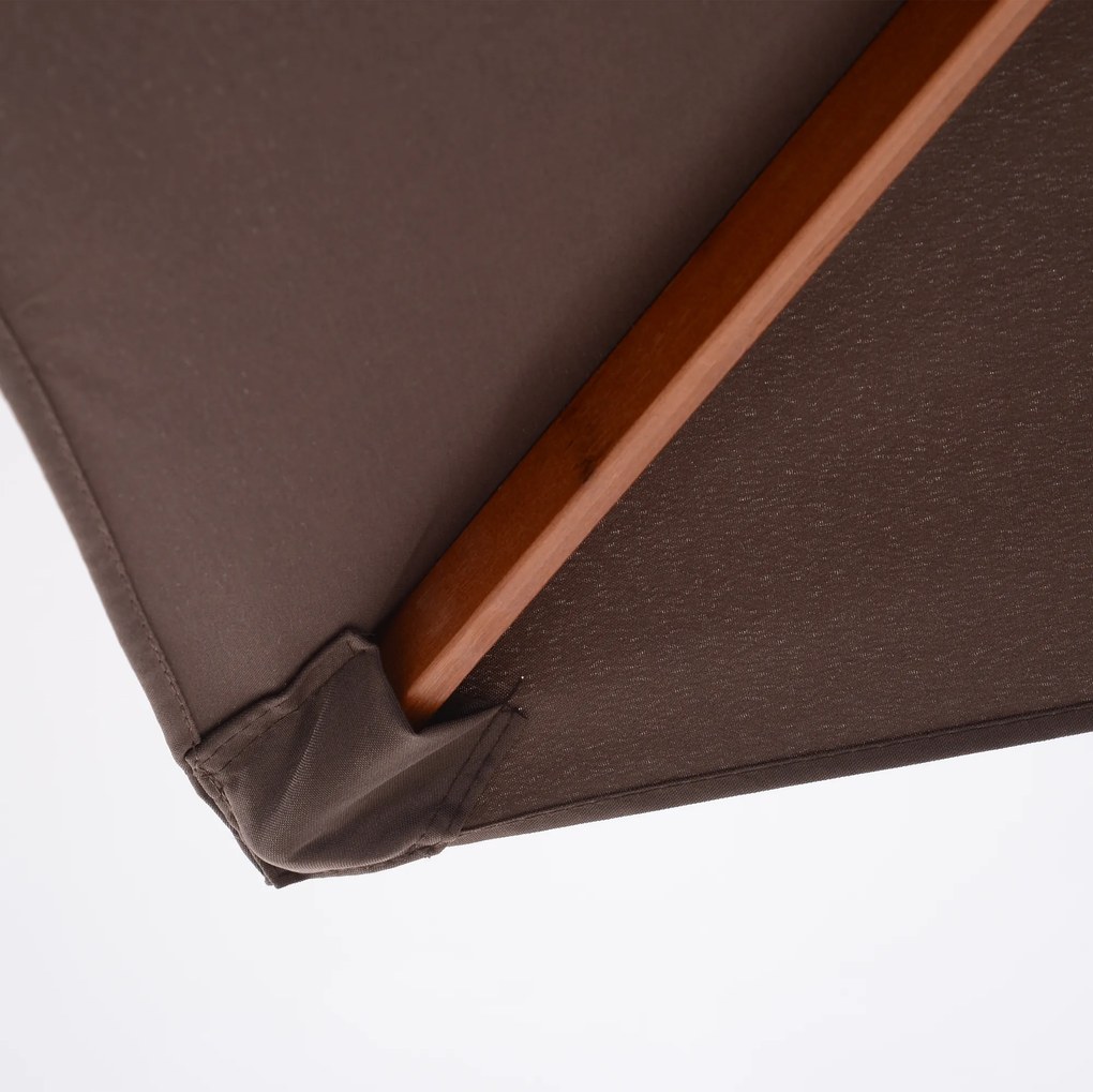 Outsunny parasol ogrodowy z regulacją kąta nachylenia parasol plażowy drewno jodłowe poliester kawowy 200x150x230 cm | Aosom PL