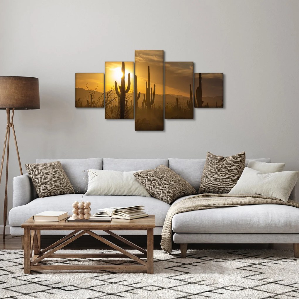 Obraz - Kaktusy Saguaro (125x70 cm)