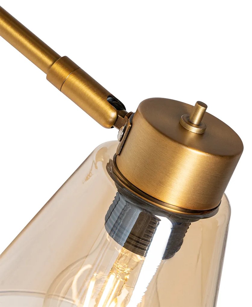 Lampa ścienna w stylu art deco brązowa z marmurem i bursztynowym szkłem - Nina ArtDeco Oswietlenie wewnetrzne
