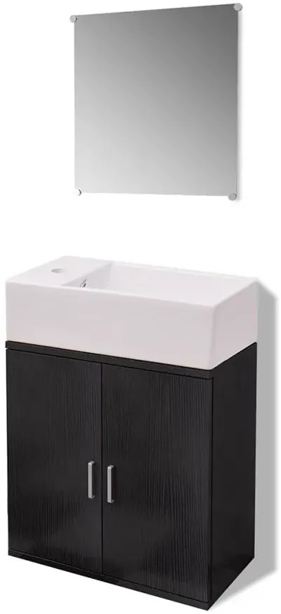 Czarny minimalistyczny zestaw mebli łazienkowych - Nyos 6X