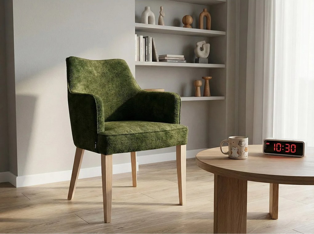 Nowoczesne krzesło Diamond z podłokietnikami i drewnianymi nogami