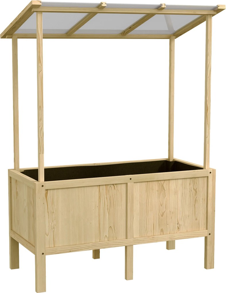 Outsunny Wysokie Łóżko Ogrodowe Drewniane z Tunel Foliowy Skrzynia na Rośliny 110x60x152cm Naturalne | Aosom PL