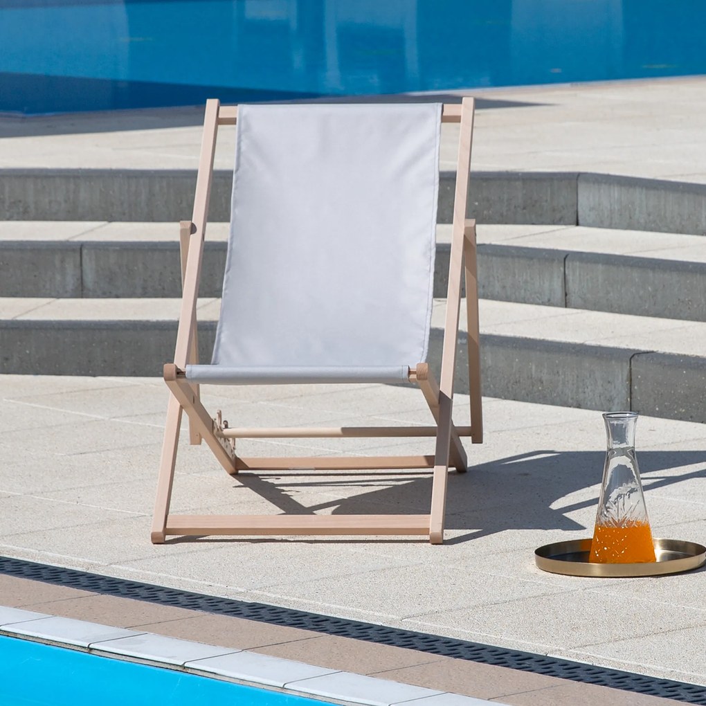 Leżak ogrodowy drewniany Gozo Classic szary PATIO