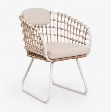 Zestaw 4 Krzeseł Jadalnianych Z Podłokietnikami Z Aluminium I Syntetycznego Rattanu Isaran Gardenia Biel - Sklum