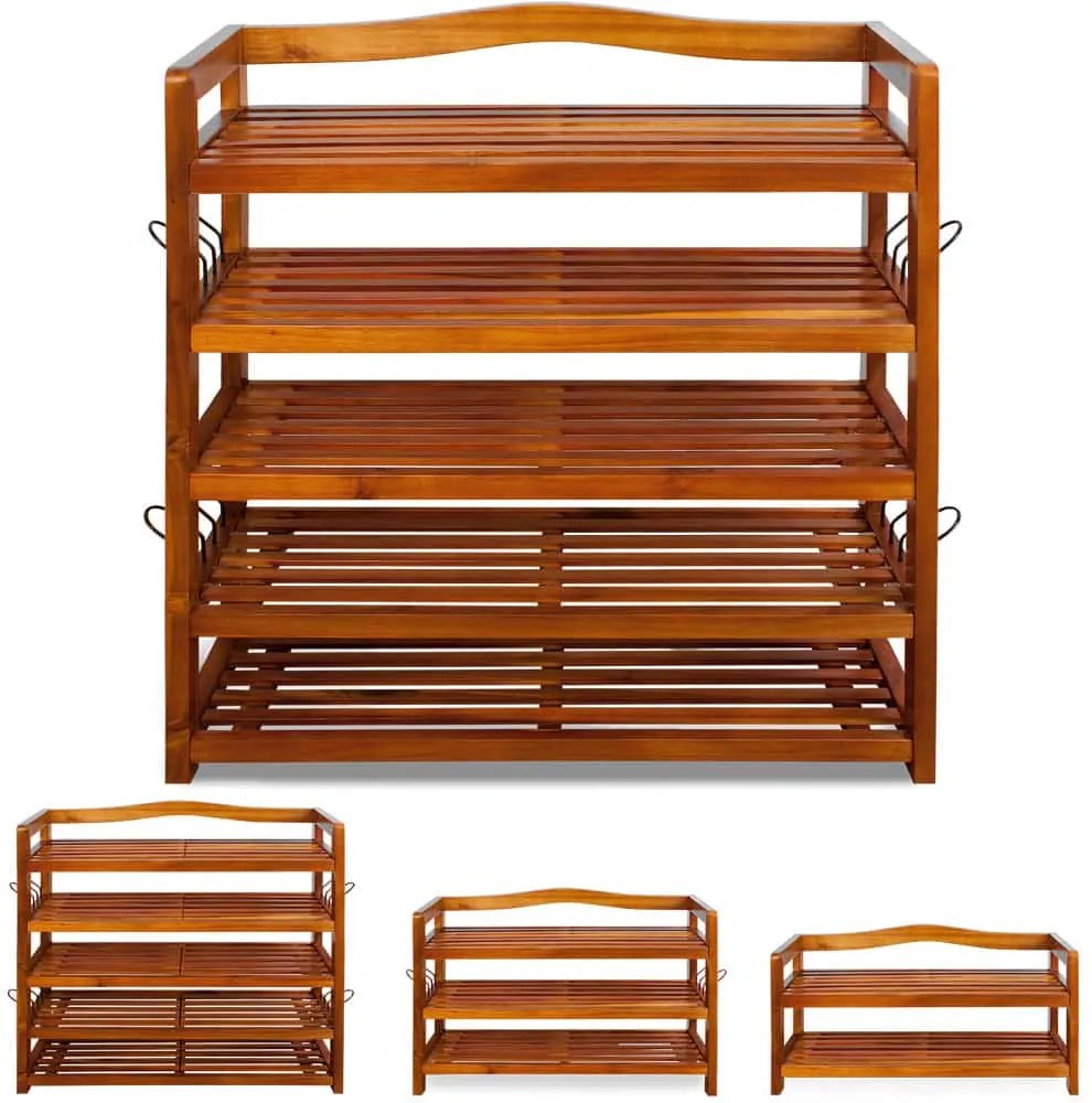 Regał na buty RUSTIC, 5 półek, 75x26x82cm, naturalna brązowa Casaria