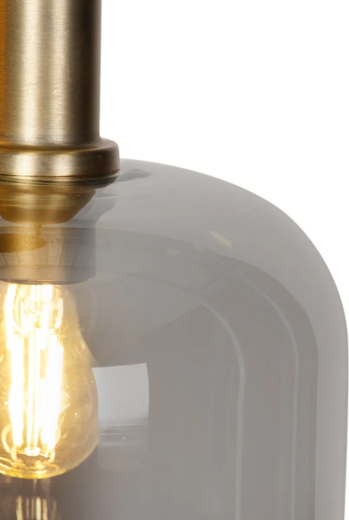 Designerska lampa wisząca czarna ze złotem i dymionym szkłem 3-światła - Zuzanna