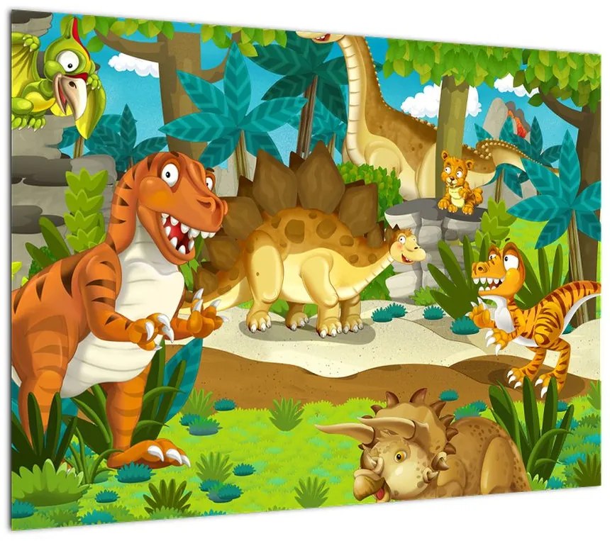 Obraz na szkle - Dinozaury (70x50 cm)