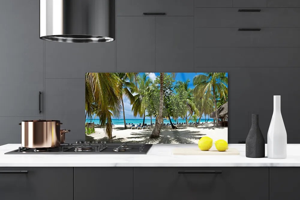 Panel Szklany do Kuchni Cień Palmy Na Piasku