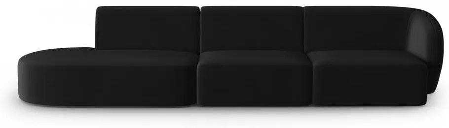 Czarna aksamitna sofa prawostronna 311 cm Paolo – Milo Casa