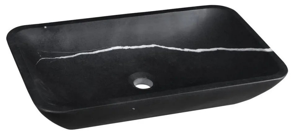 Sapho - Umywalka nablatowa BLOK 60x35 cm kamień/matowa czerń