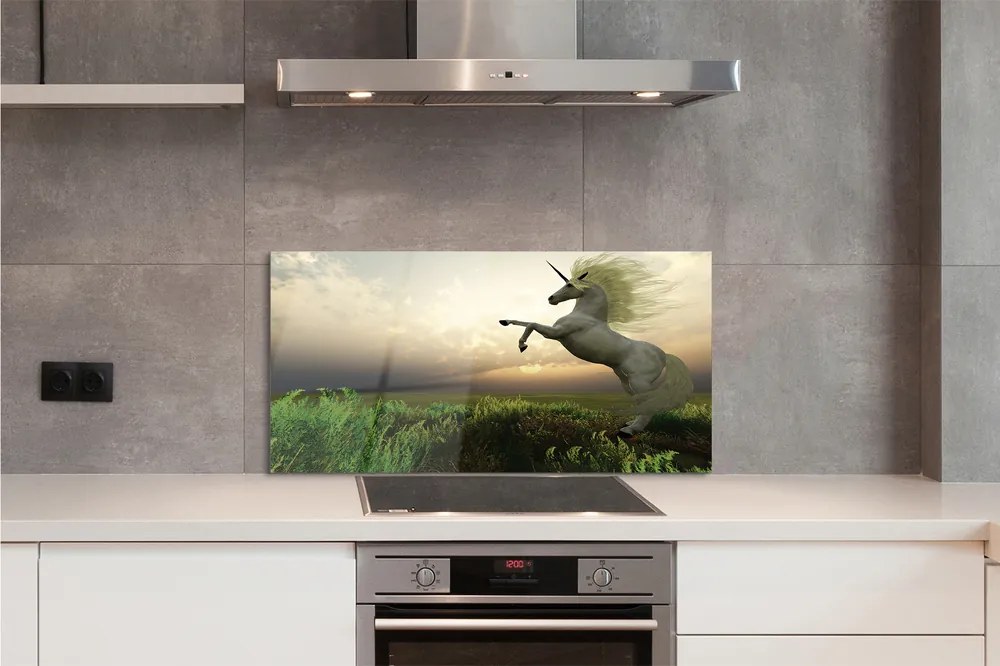 Panel Szklany Jednorożec na Tęczowym Polu