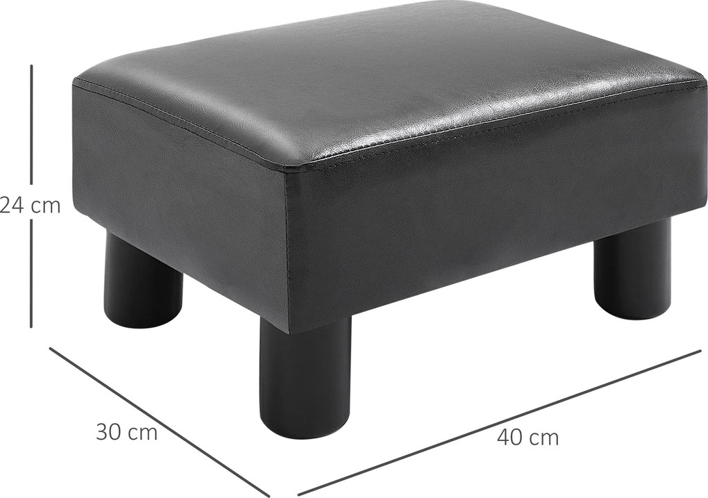 HOMCOM Podnóżek Pufa Uszak Czarny 40x30x24cm Wygodny Stołek do Siedzenia Stylowy i Praktyczny | Aosom PL