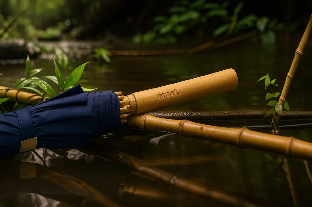 Doppler Nature Long Bamboo Deep Blue parasol składany