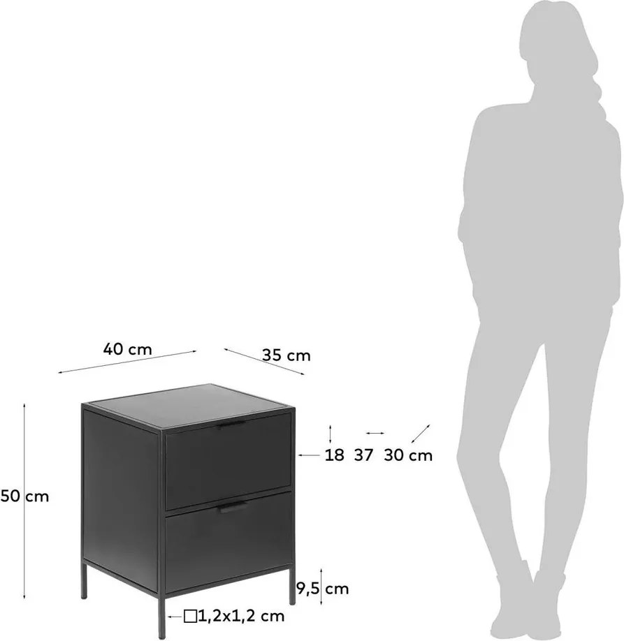 Czarna stalowa szafka nocna Shantay – Kave Home