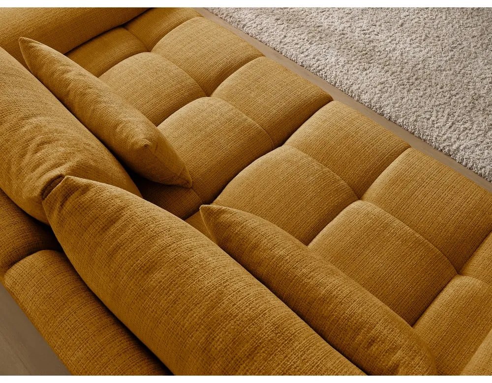 Musztardowa sofa z tkaniny szenilowej 264 cm Ivane – Bobochic Paris