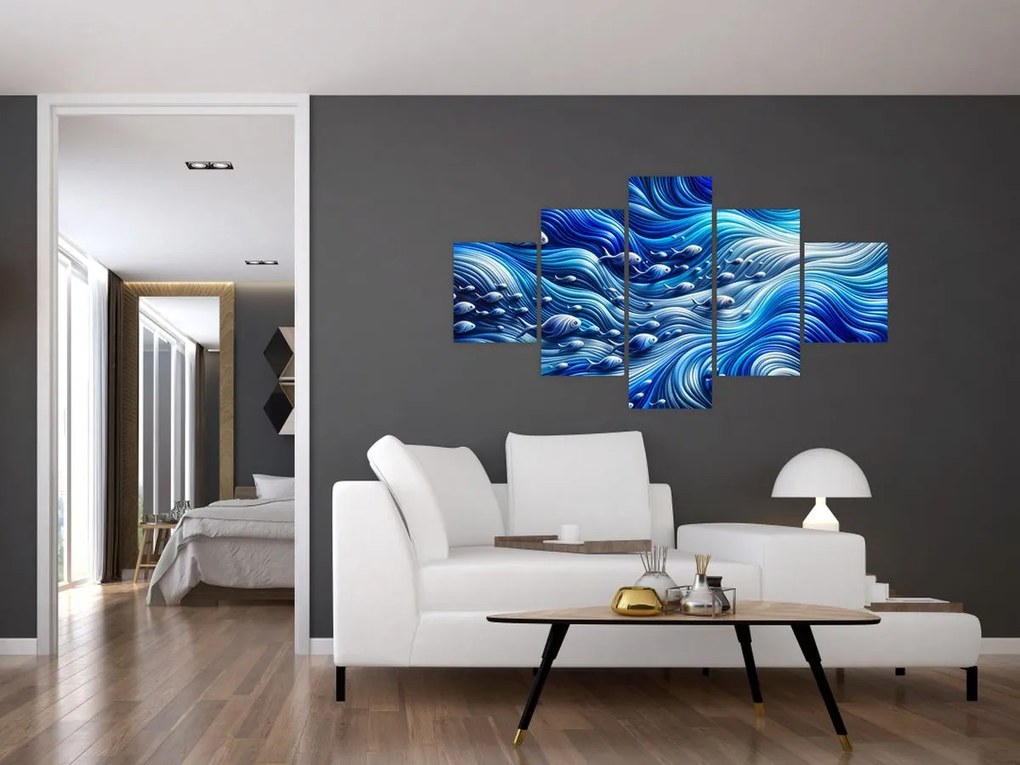 Obraz – Ryby w falach (125x70 cm)