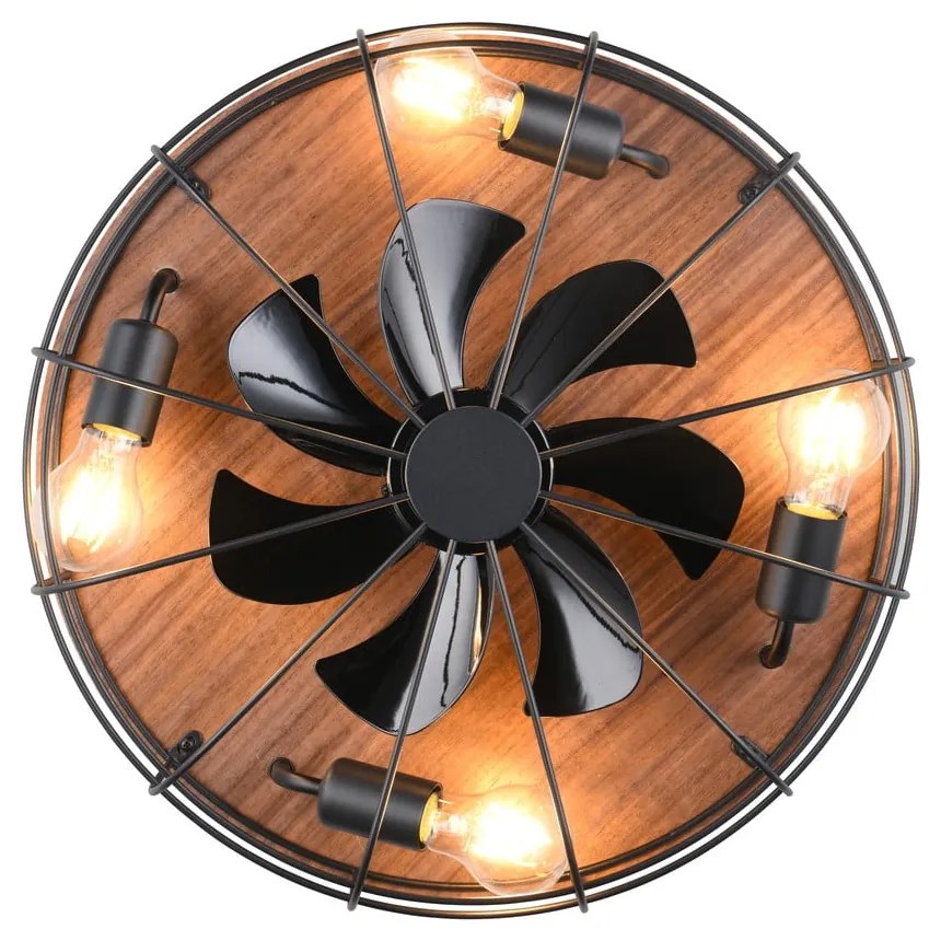 Lampa sufitowa ze zdalnym sterowaniem/z wentylatorem w kolorze matowej czerni/brązowa Trondheim – Reality