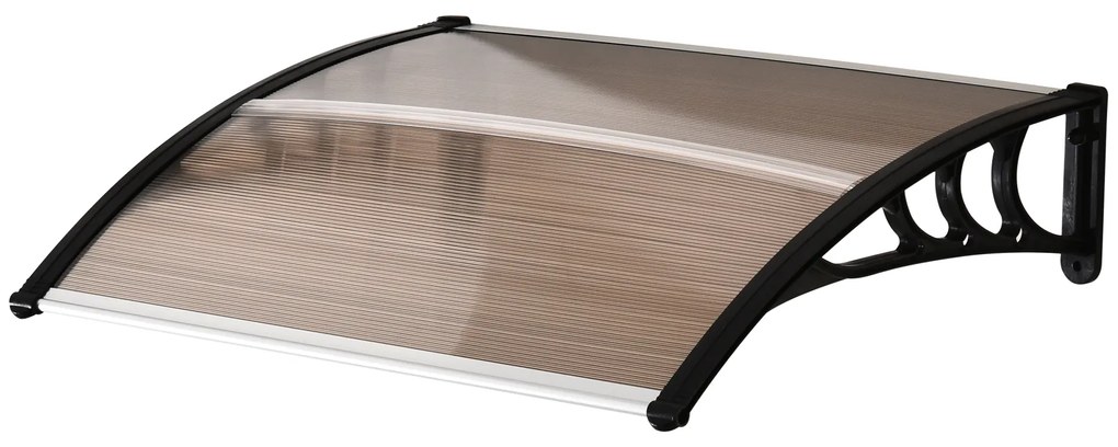 Outsunny Daszek nad drzwi wejściowe poliwęglanowy 100x80 cm ochrona przed deszczem brązowy | Aosom PL