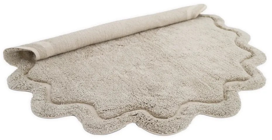 Beżowy bawełniany okrągły dywan tkany ręcznie odpowiedni do prania ø 110 cm Sweet April Lin – Nattiot
