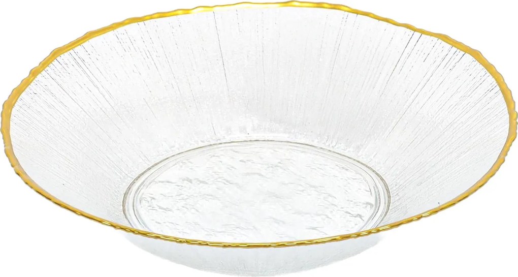 Szklany talerz głeboki ze złotą obwódką DATURA, 20 cm