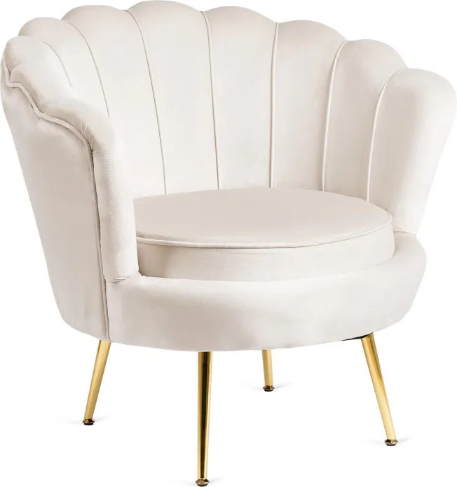 Fotel Wypoczynkowy do Salonu ANGEL Kremowy Muszelka Welurowy Nowoczesny