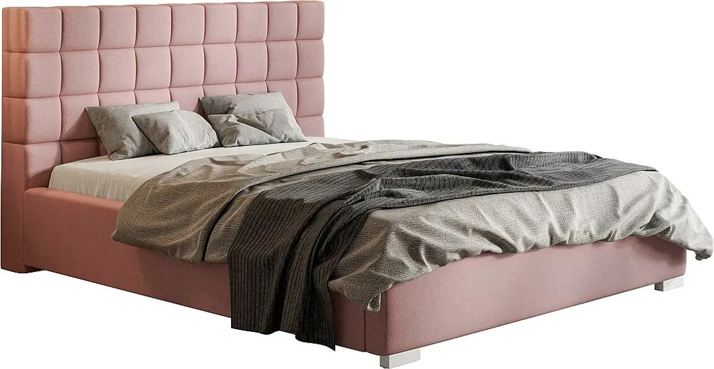 Emporius Aron nowoczesne łóżko 160x200 - tkanina welurowa, aksamitna - łóżko z pojemnikiem 160x200 do sypialni - różowy (Jasmine 61)