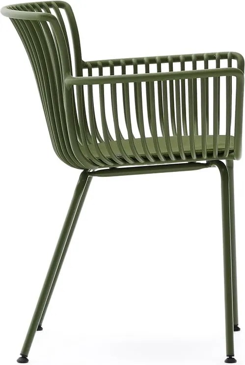 Ciemnozielone metalowe krzesło ogrodowe Surpika – Kave Home