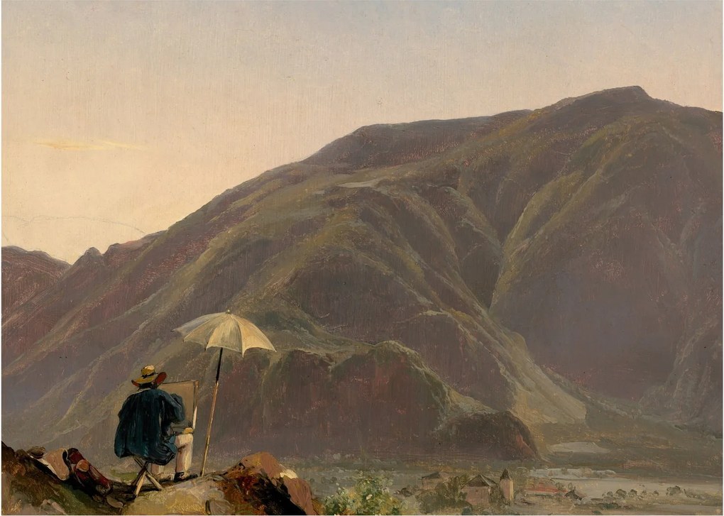 Obraz - Jules Coignet, View of Bozen with a Painter, reprodukcje (70x50 cm)