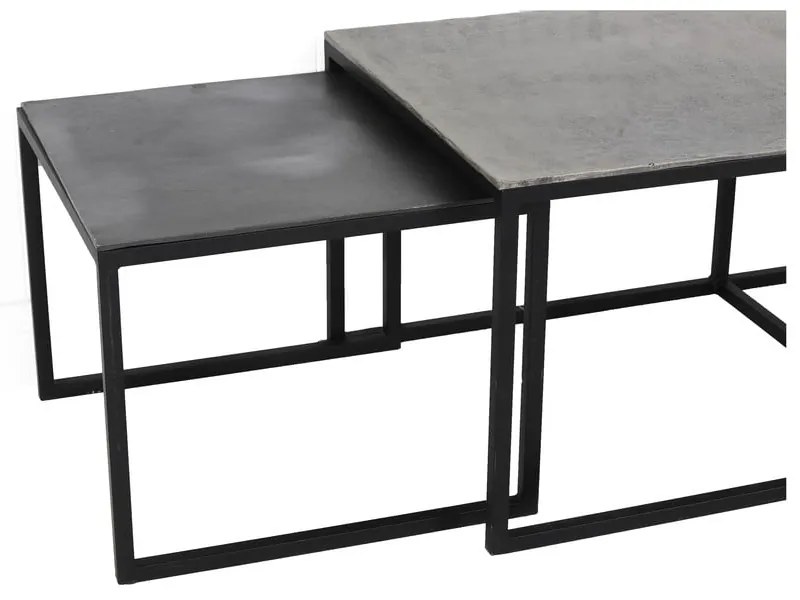 Czarno-ciemnoszare metalowe stoliki zestaw 3 szt. 50x120 cm Kumalu – Light &amp; Living