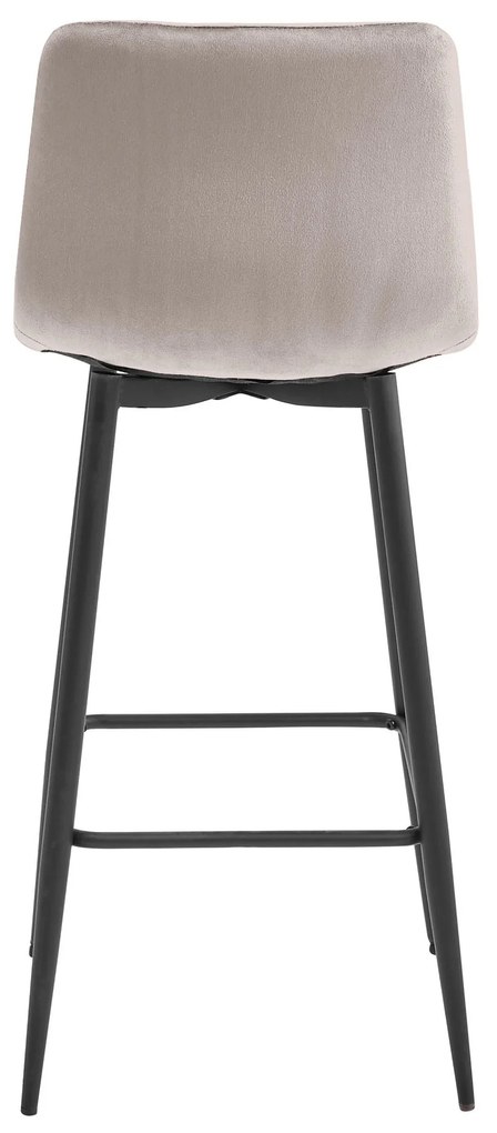 Ciemnobeżowe krzesło barowe NADO VELVET z czarnymi nogami