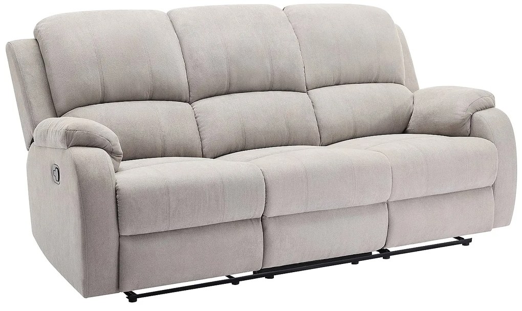 Kanapa 3-osobowa z funkcją relax z jasnoszarej mikrofibry - BRODY