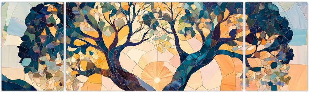 Obraz – Mozaika – słońce i drzewo II. (170x50 cm)