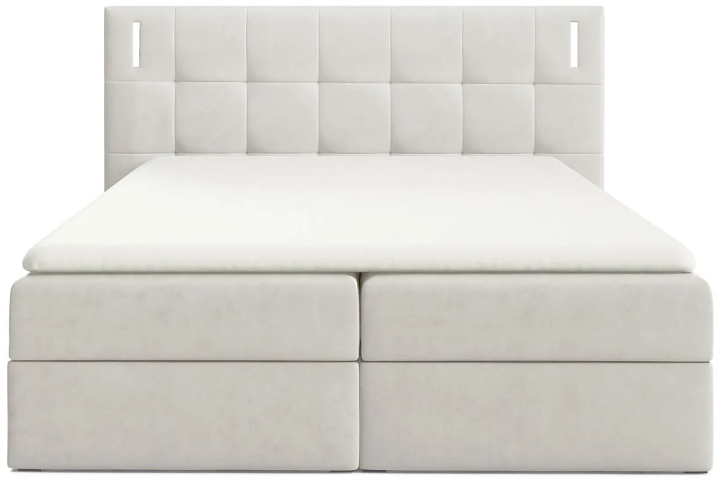 Jasnoszare łóżko kontynentalne z pojemnikami 5 rozmiarów E9-G99