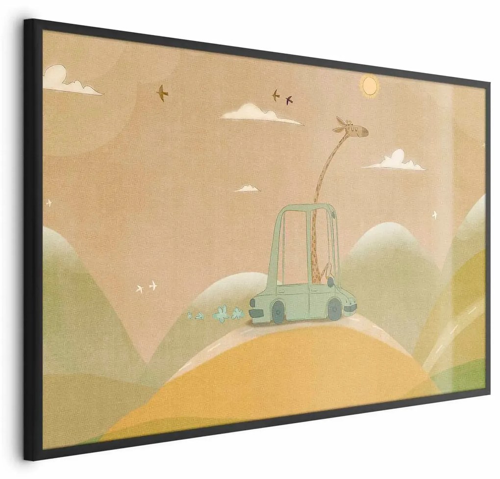 Plakat Podróżująca żyrafa 90x60 cm z ramą czarną bez marginesu ARTGEIST B