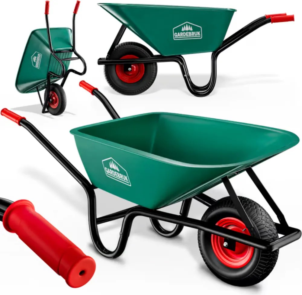 Taczka GREG z plastikową kuwetą, max. 100l/250kg, zielony/czarny Gardebruk