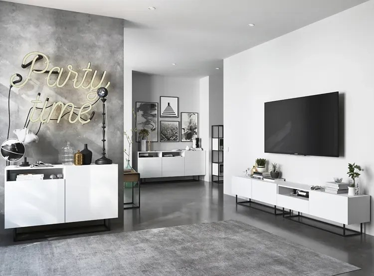 Szafka rtv na nóżkach biała A7-E37