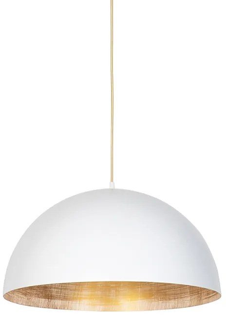 Industrialna lampa wisząca biała ze złotem 50 cm - Magna Eco