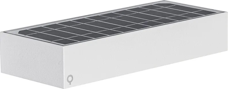 Lampa ścienna zewnętrzna biała ze światłem przyciemnianym i czujnikiem na panelach słonecznych - Kayo