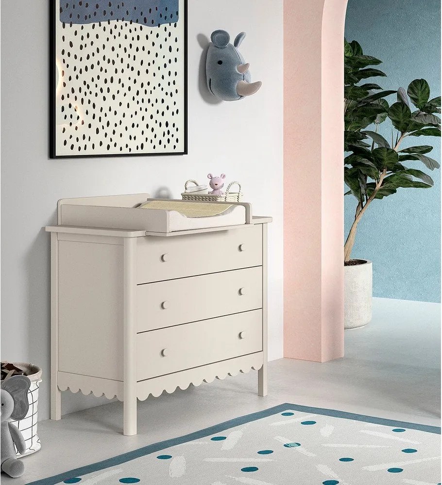 Beżowa komoda dziecięca z przewijakiem 89x90x55 cm Swingo – Vipack