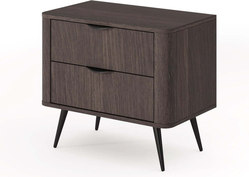 Szafka nocna Edrin 63 cm z szufladami - dąb dunin / czarny
