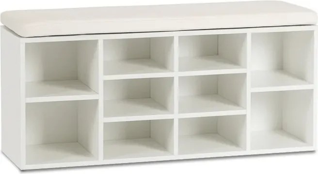 Szafka na Buty z Siedziskiem AXEL 104 cm do Przedpokoju Biała Nowoczesna