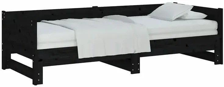 Czarne łóżko rozkładane z litego drewna 2x(80x200) cm - Eluwin 3X