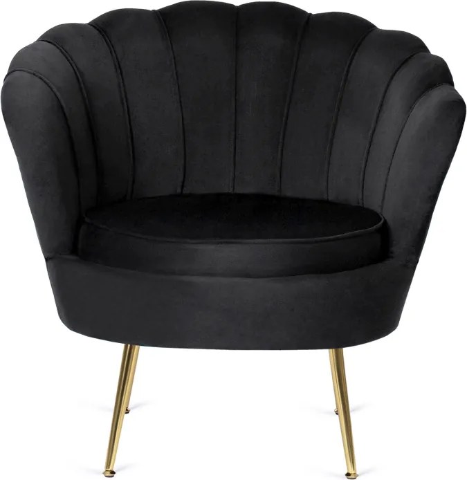 Fotel Wypoczynkowy do Salonu ANGEL Muszelka Czarny Welurowy Nowoczesny