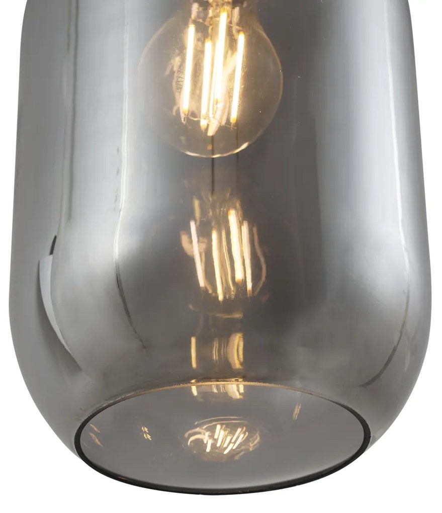 Nowoczesna lampa wisząca czarna ze szkłem dymnym 3-punktowa - Sheena Nowoczesny Oswietlenie wewnetrzne