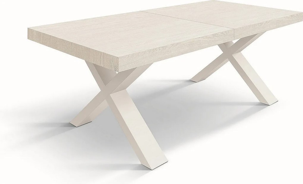 Stół z drewna jesionowego biały, nogi antracytowe, wym.180x90-260x90cm - AMALFI