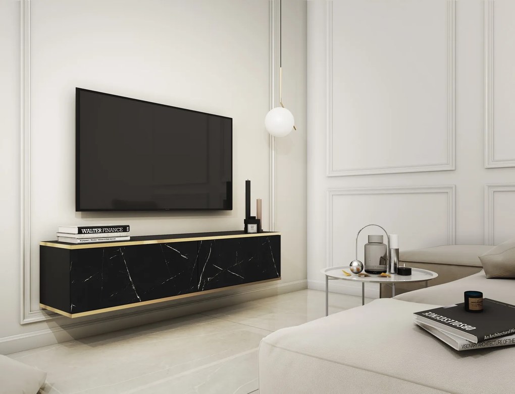 Wisząca szafka pod telewizor RTV135 Marmur Black Royal